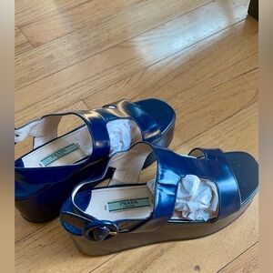 Prada navy platform sandals - 36
